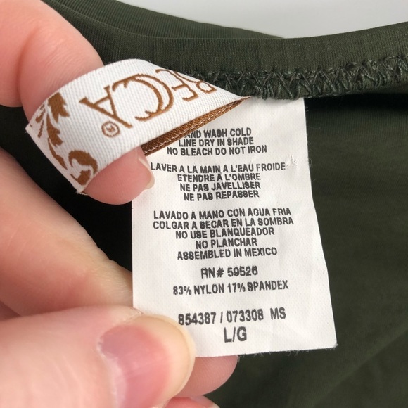 BECCA Off Shoulder Wrap Bikini Set Olive Green M L Swimsuit Swim Two Piece Women - Picture 11 of 13